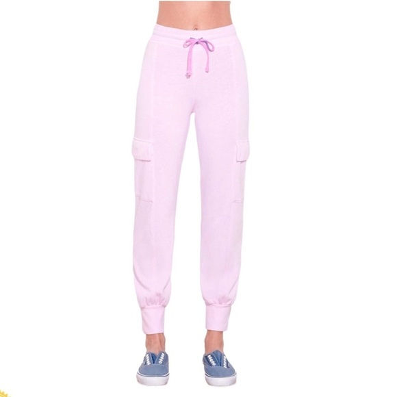 Sundry Pants - Sundry Pink Cargo Lightweight Fleece Joggers with Drawstring Size 2 (Med)